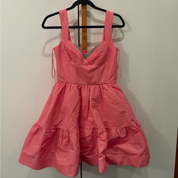 Rebecca Vallance Brydie crystal-embellished taffeta minidress in coral pink - Picture 4 of 7